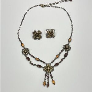 Vintage Art Deco Style Crystal Necklace /choker and Earrings Set